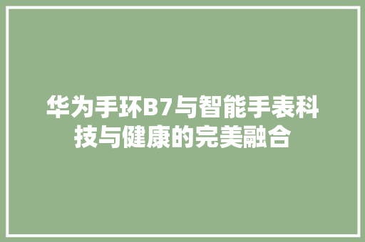 华为手环B7与智能手表科技与健康的完美融合  第1张