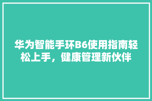 华为智能手环B6使用指南轻松上手，健康管理新伙伴  第1张