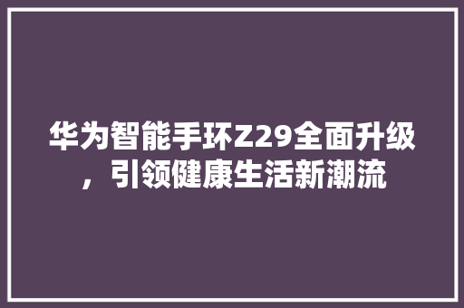 华为智能手环Z29全面升级，引领健康生活新潮流