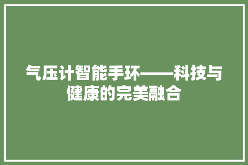 气压计智能手环——科技与健康的完美融合