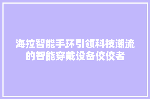 海拉智能手环引领科技潮流的智能穿戴设备佼佼者  第1张