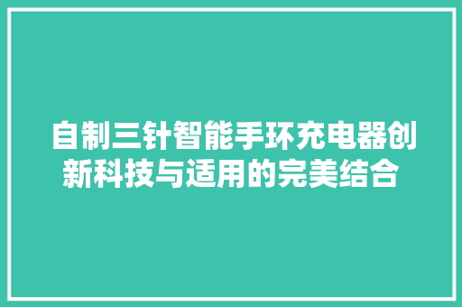 自制三针智能手环充电器创新科技与适用的完美结合