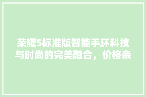 荣耀5标准版智能手环科技与时尚的完美融合，价格亲民，值得拥有