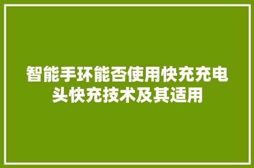 智能手环能否使用快充充电头快充技术及其适用  第1张