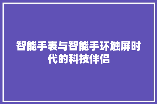 智能手表与智能手环触屏时代的科技伴侣