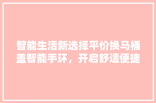 智能生活新选择平价换马桶盖智能手环，开启舒适便捷生活