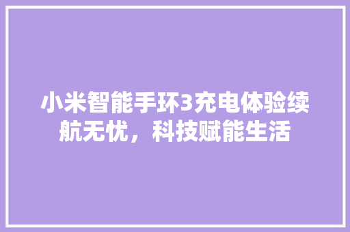 小米智能手环3充电体验续航无忧，科技赋能生活