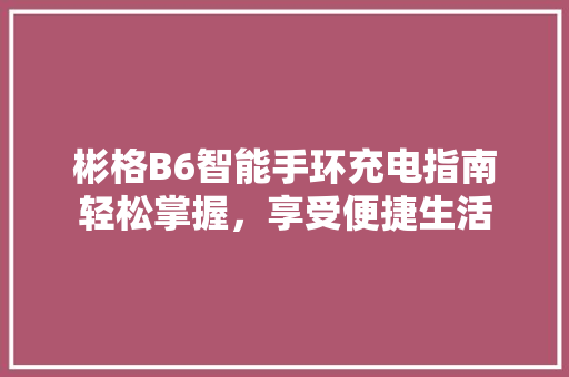 彬格B6智能手环充电指南轻松掌握，享受便捷生活