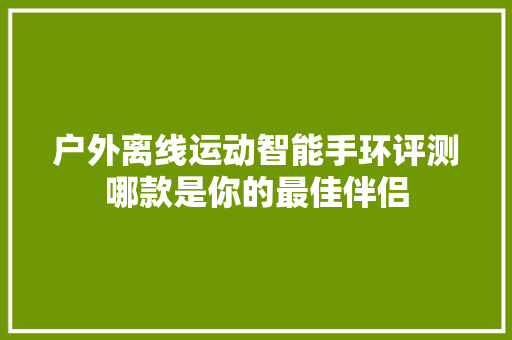 户外离线运动智能手环评测哪款是你的最佳伴侣