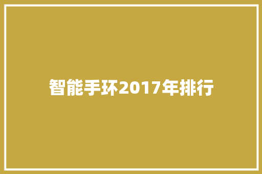 智能手环2017年排行