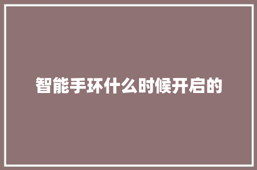 智能手环什么时候开启的  第1张