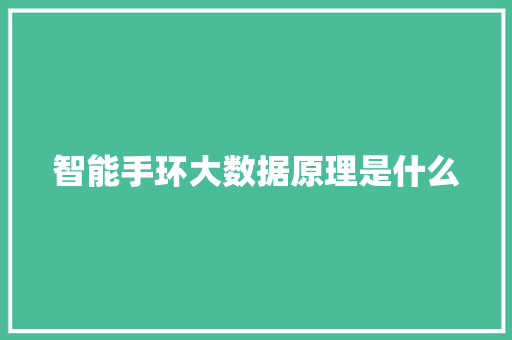 智能手环大数据原理是什么