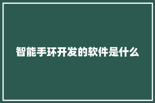 智能手环开发的软件是什么