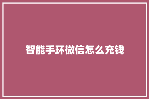 智能手环微信怎么充钱