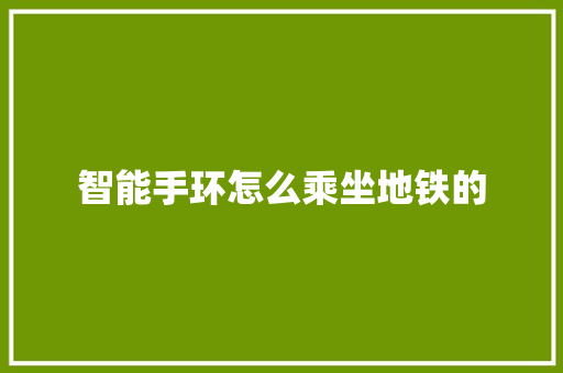 智能手环怎么乘坐地铁的