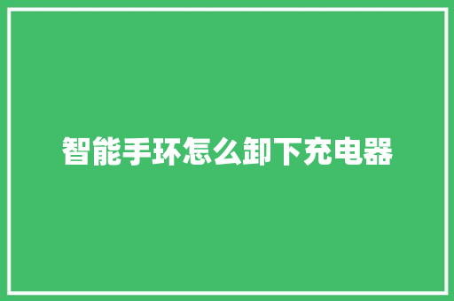 智能手环怎么卸下充电器