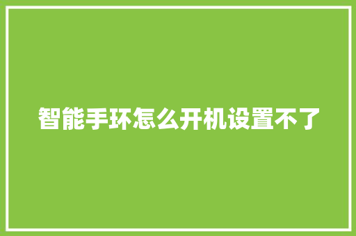智能手环怎么开机设置不了