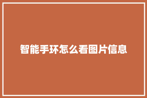 智能手环怎么看图片信息
