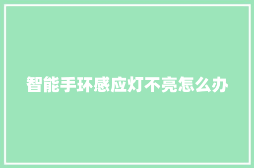 智能手环感应灯不亮怎么办
