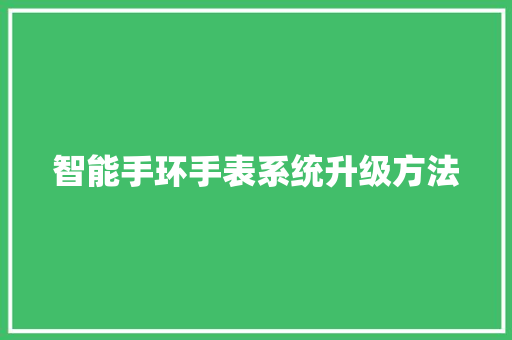 智能手环手表系统升级方法