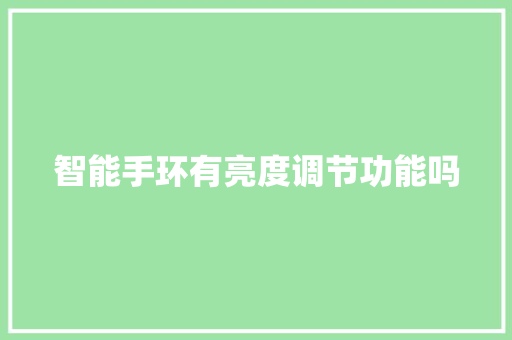 智能手环有亮度调节功能吗