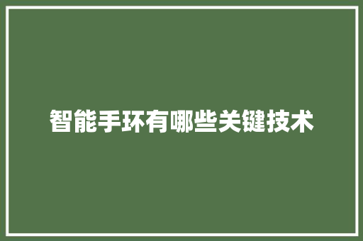 智能手环有哪些关键技术