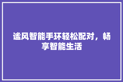 谧风智能手环轻松配对，畅享智能生活