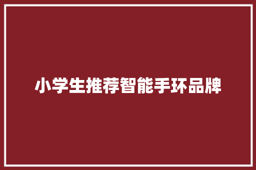小学生推荐智能手环品牌