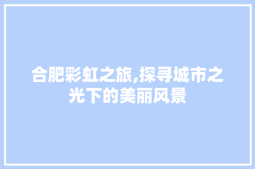 合肥彩虹之旅,探寻城市之光下的美丽风景
