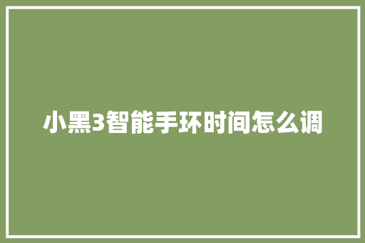 小黑3智能手环时间怎么调