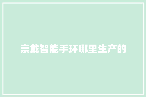 崇戴智能手环哪里生产的
