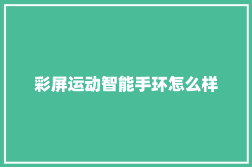 彩屏运动智能手环怎么样