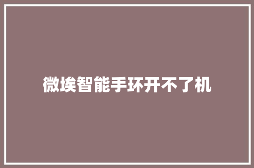 微埃智能手环开不了机