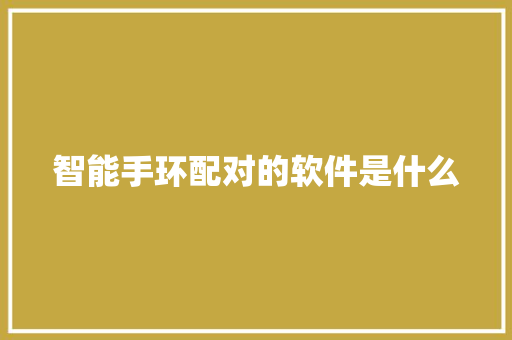 智能手环配对的软件是什么