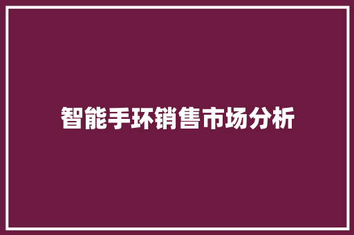 智能手环销售市场分析