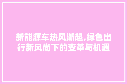 新能源车热风渐起,绿色出行新风尚下的变革与机遇