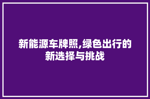 新能源车牌照,绿色出行的新选择与挑战