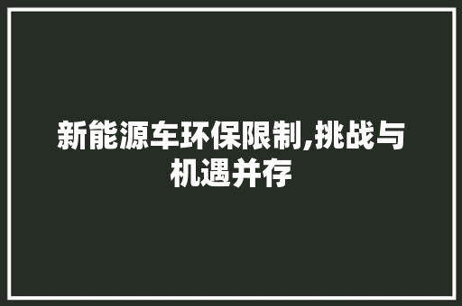 新能源车环保限制,挑战与机遇并存