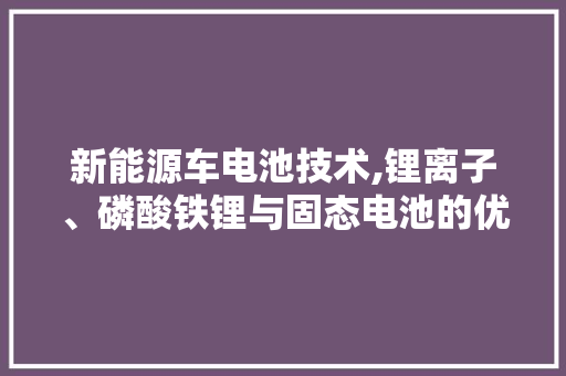 新能源车电池技术,锂离子、磷酸铁锂与固态电池的优劣分析
