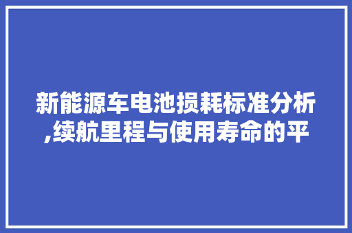 新能源车电池损耗标准分析,续航里程与使用寿命的平衡之路