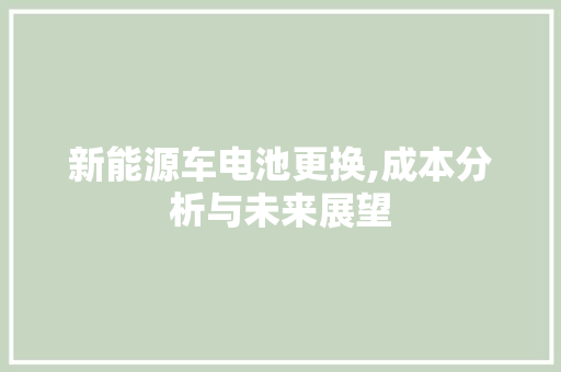 新能源车电池更换,成本分析与未来展望