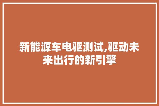 新能源车电驱测试,驱动未来出行的新引擎