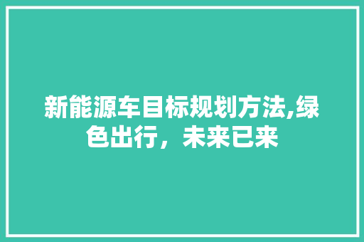 新能源车目标规划方法,绿色出行，未来已来