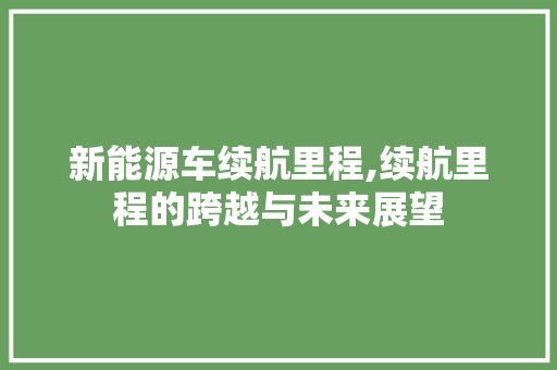 新能源车续航里程,续航里程的跨越与未来展望  第1张