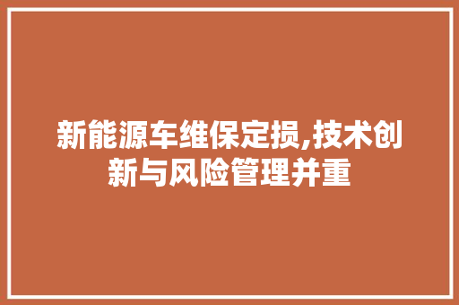 新能源车维保定损,技术创新与风险管理并重  第1张