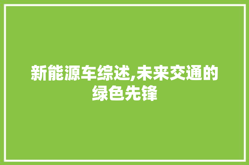 新能源车综述,未来交通的绿色先锋