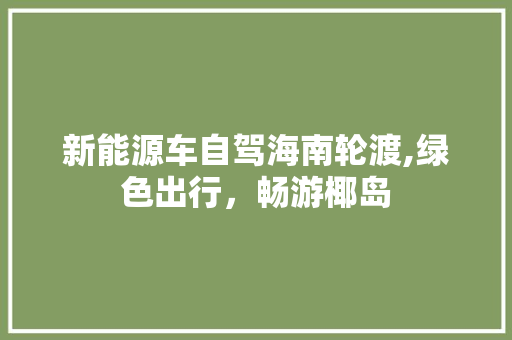 新能源车自驾海南轮渡,绿色出行，畅游椰岛