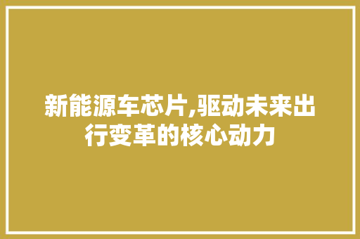 新能源车芯片,驱动未来出行变革的核心动力
