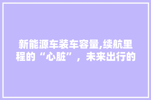 新能源车装车容量,续航里程的“心脏”，未来出行的“引擎”