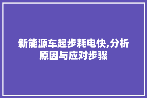 新能源车起步耗电快,分析原因与应对步骤  第1张